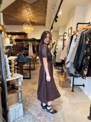 Elizabeth Faux Leather Midi Dress