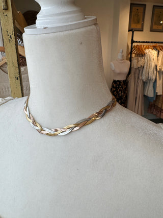 Mixed Metal Braided Necklace