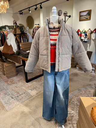 Ginger Gingham Puffer Jacket