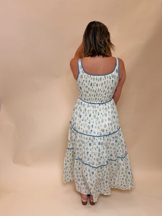 Callie Floral Lace Up Midi Dres