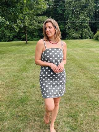 Polly Polka Dot Denim Mini Dress