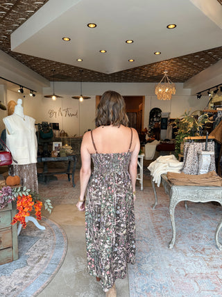 Faye Floral Corduroy Midi Dress
