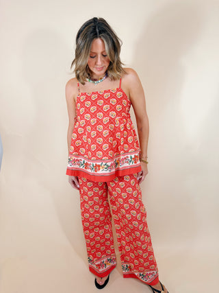 Flora Diamond Woven Wide-leg Pants