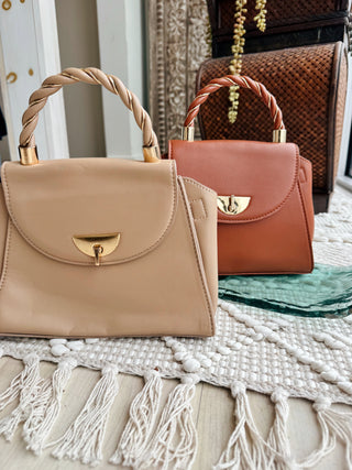 Clarke Twist Lock Small Satchel w/ Braided Handle