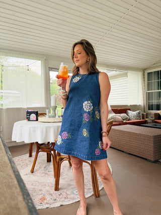 Sammie Embroidered Denim Mini Dress