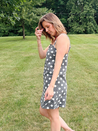 Polly Polka Dot Denim Mini Dress