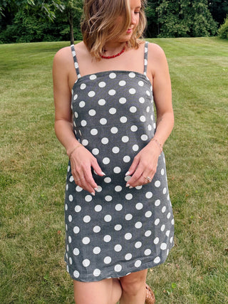 Polly Polka Dot Denim Mini Dress