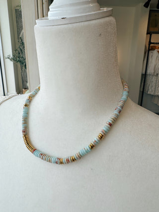Turquoise Flat Bead Necklace