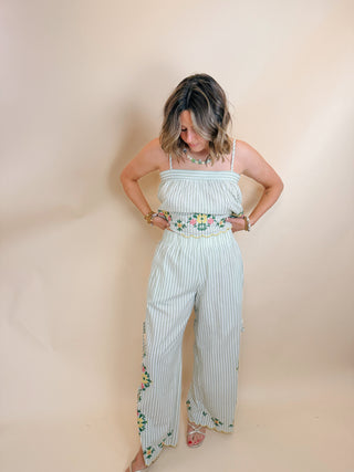 Amara Stripe Embroidered Pant