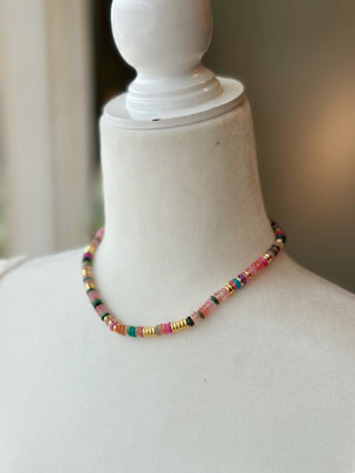 Pink Flat Beaded Necklace