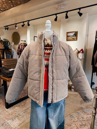 Ginger Gingham Puffer Jacket