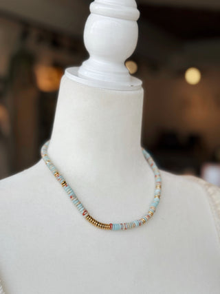 Turquoise Flat Bead Necklace