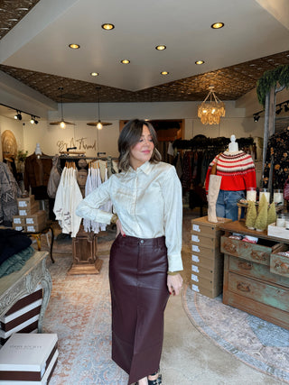 Aveline Faux Leather Midi Skirt