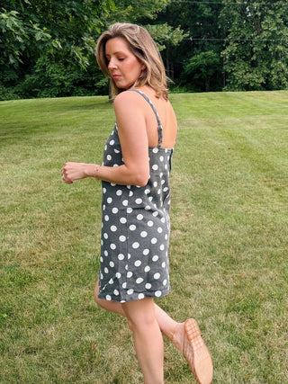 Polly Polka Dot Denim Mini Dress