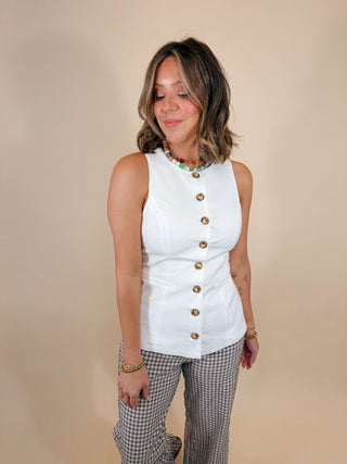 Saylor Button Front Vest Top