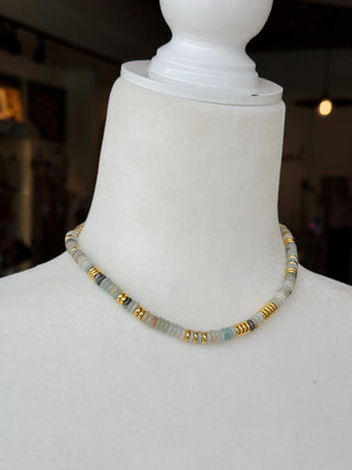 Aqua Flat Bead Necklace