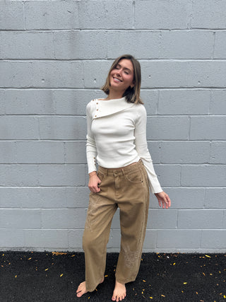 Kitt Embroidered Barrel Jean