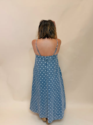 Verity Polka Dot Denim Midi Dress