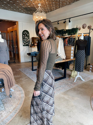 Posie Plaid Mesh Maxi Skirt