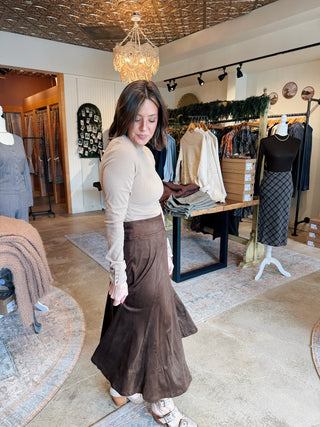 Giselle Suede Midi Skirt