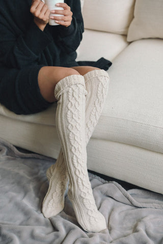 Cable Knit Knee High Socks
