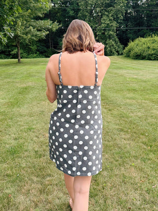 Polly Polka Dot Denim Mini Dress