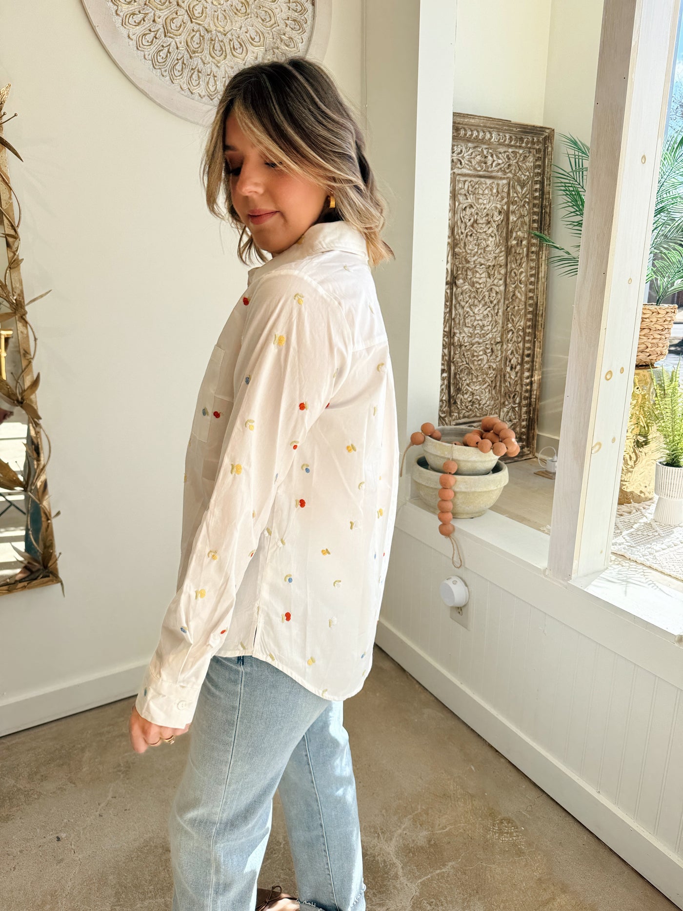 Jane Embroidered Button Up By A Thread Boutique BLOUSES-110 