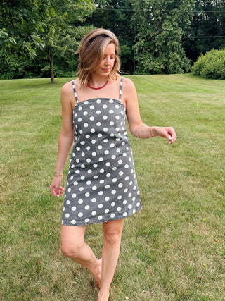 Polly Polka Dot Denim Mini Dress
