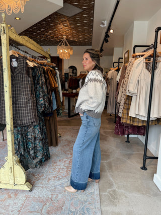 Sloane Wide Leg Cuffed Jean