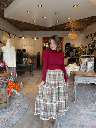 Wren Plaid Midi Skirt