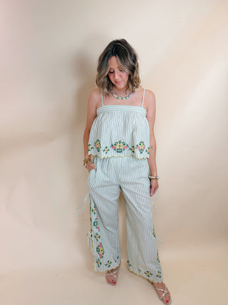 Amara Stripe Embroidered Pant