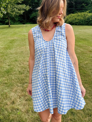 Noella Gingham Swing Mini Dress Medium