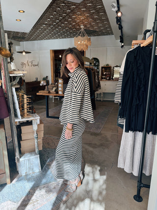 Dessie Striped Sweater Skirt Set