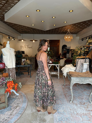 Faye Floral Corduroy Midi Dress