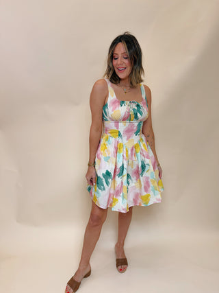 Evelina Watercolor Mini Dress