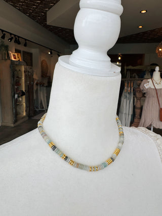 Aqua Flat Bead Necklace
