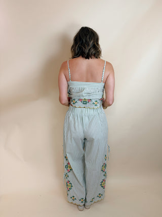 Amara Stripe Embroidered Pant
