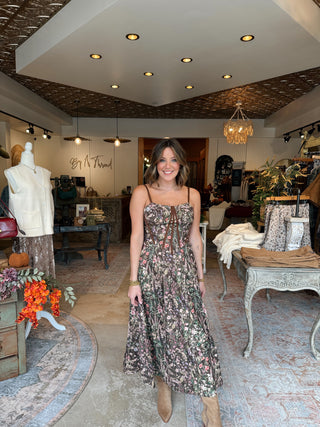 Faye Floral Corduroy Midi Dress