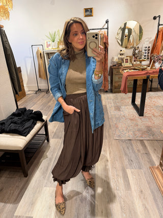 Rory Satin Joggers - Brown
