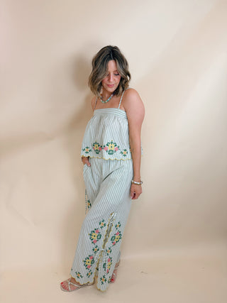 Amara Stripe Embroidered Pant