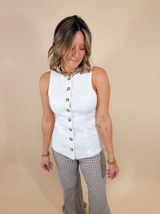Saylor Button Front Vest Top
